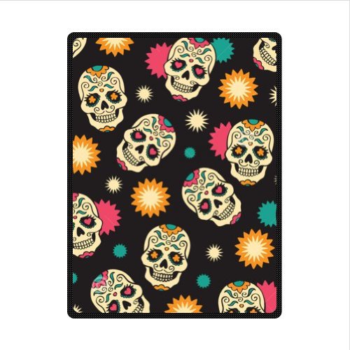 Cool sugar skull Fleece Blankets Throws 58 x 80 inches(Large)