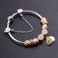 2018 Cute Charm Bracelet With Flower Pendant Charm Gold Murano Glass Beads Friendship Fit Women Bracelet DIY Jewelry