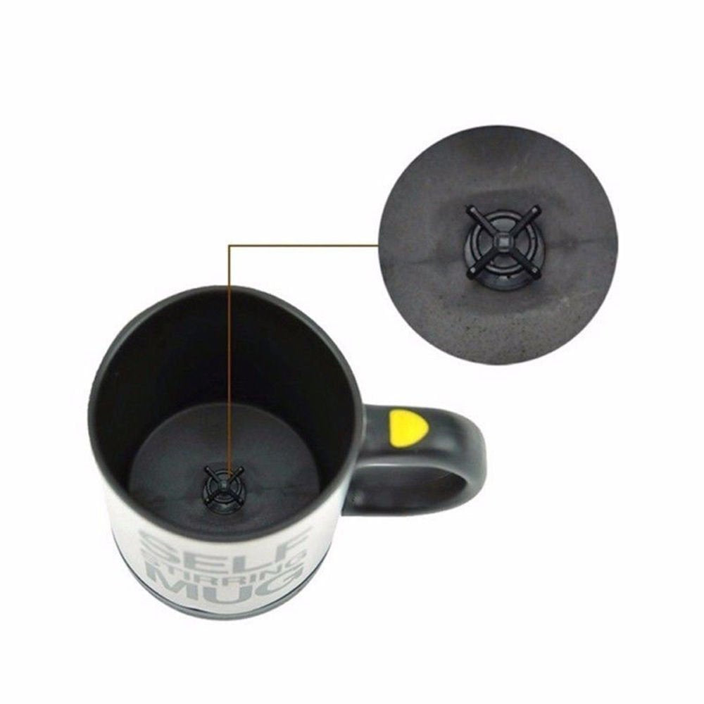 Creative Coffee Mug 400ml /13.5oz Stainless Steel Surface Cup with Lid Lazy Automatic Self Stirring Mug for Travel Office Home