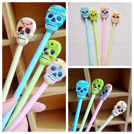 Creative Gel Pens Skull Head Soft Glue Neutral Pen Fruit Color Water Pen