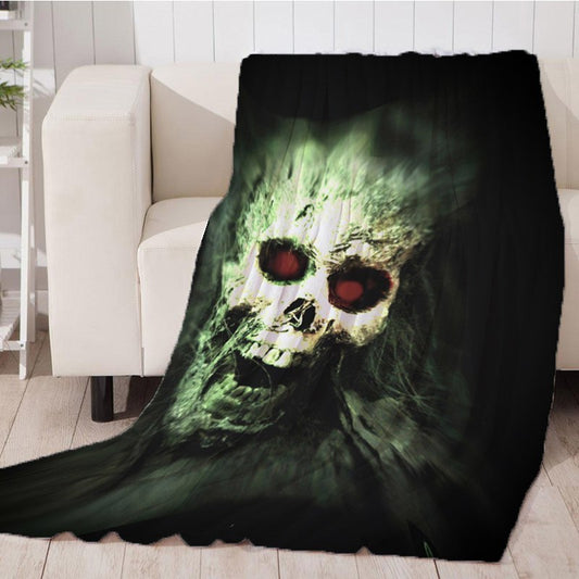 Custom Flannel Fleece Fabric Blanket Suger Skull and Flower Sofa Bed Throw Blanket Kid Adult Warm Black Blanket Dropship