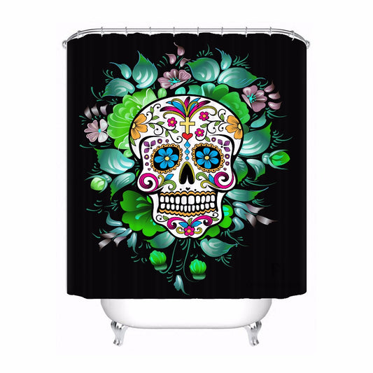 Custom Flower Skull Shower Bath Curtain Mildewproof Waterproof