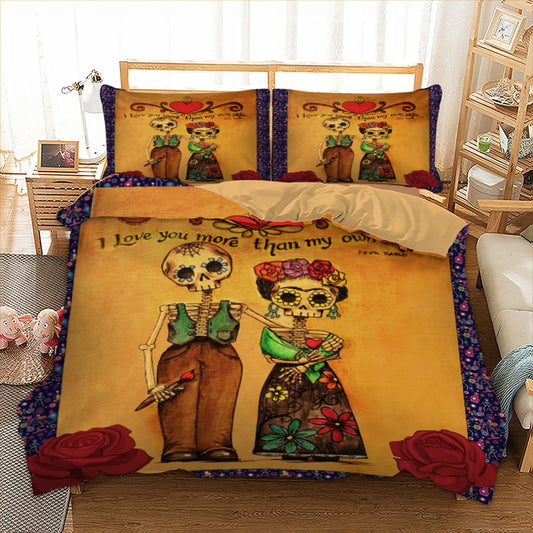 Cute love skull Bedding Set Duvet Cover With Pillowcases