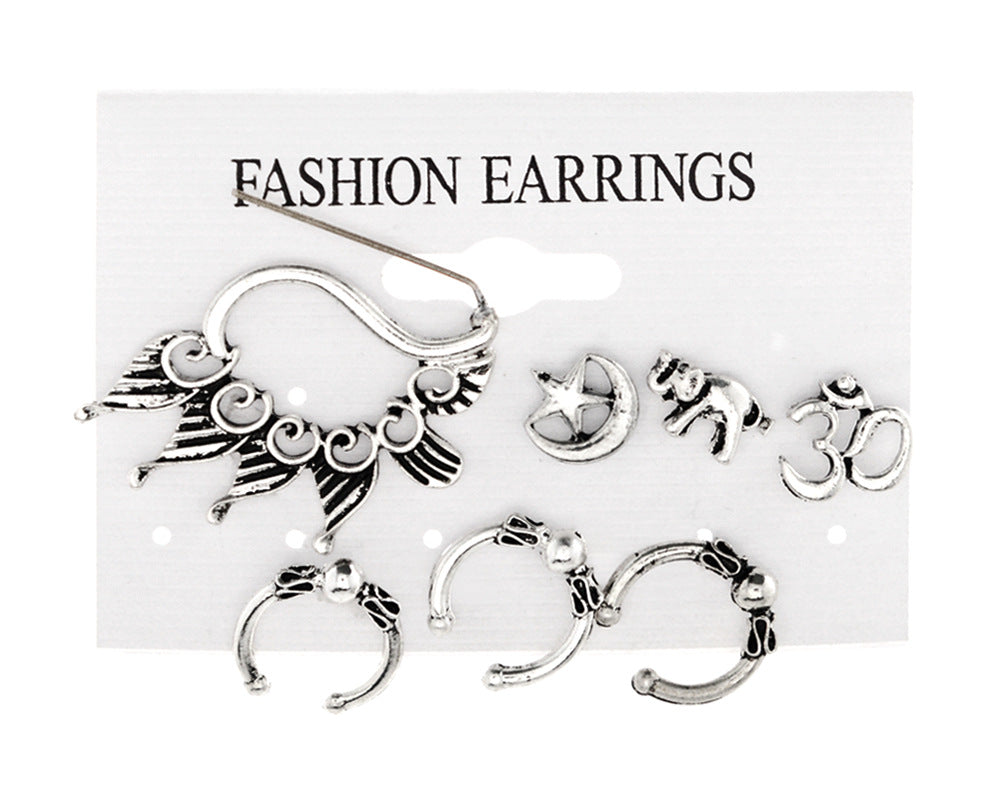 Vintage Bohemia Yoga Elephant Silver Earrings Fashion Jewelry No pierced Ear Cuff Clip Earrings For Women Bijoux
