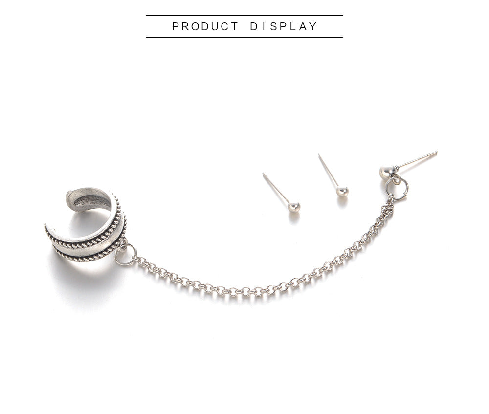 New Arrival Vintage Maxi brincos Elegant Statement Silver Chain Earrings Fashion Jewelry Ear Cuff Clip Earrings For Women