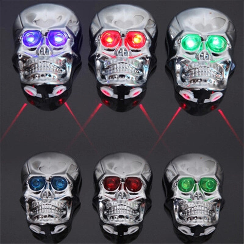 Outdoor Camping hiking sports Skull Head Shaped 2 Laser Beam and 5 LED Rear Tail Light Lamp Safety Rear Light