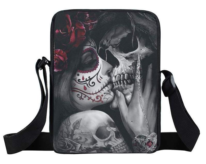 Dark Gothic Girl Mini Skull Crossbody Bags