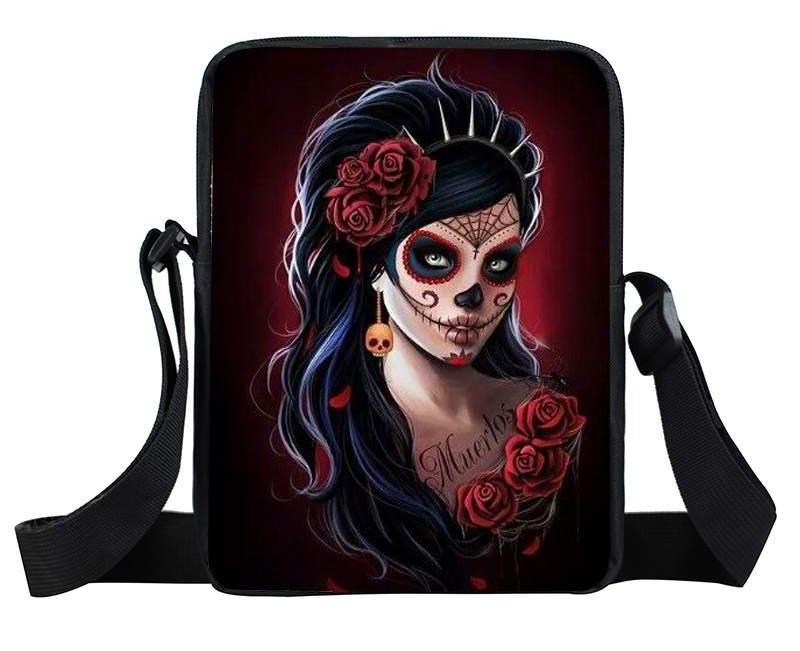 Dark Gothic Girl Mini Skull Crossbody Bags