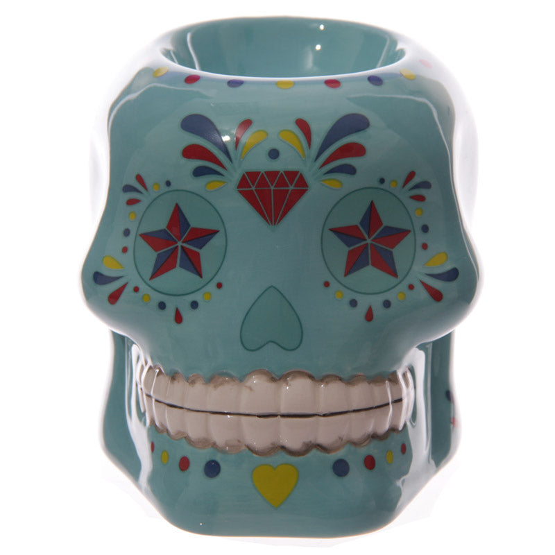 Day of The Dead Skull Oil Burner Tealight Holder Candle Wax