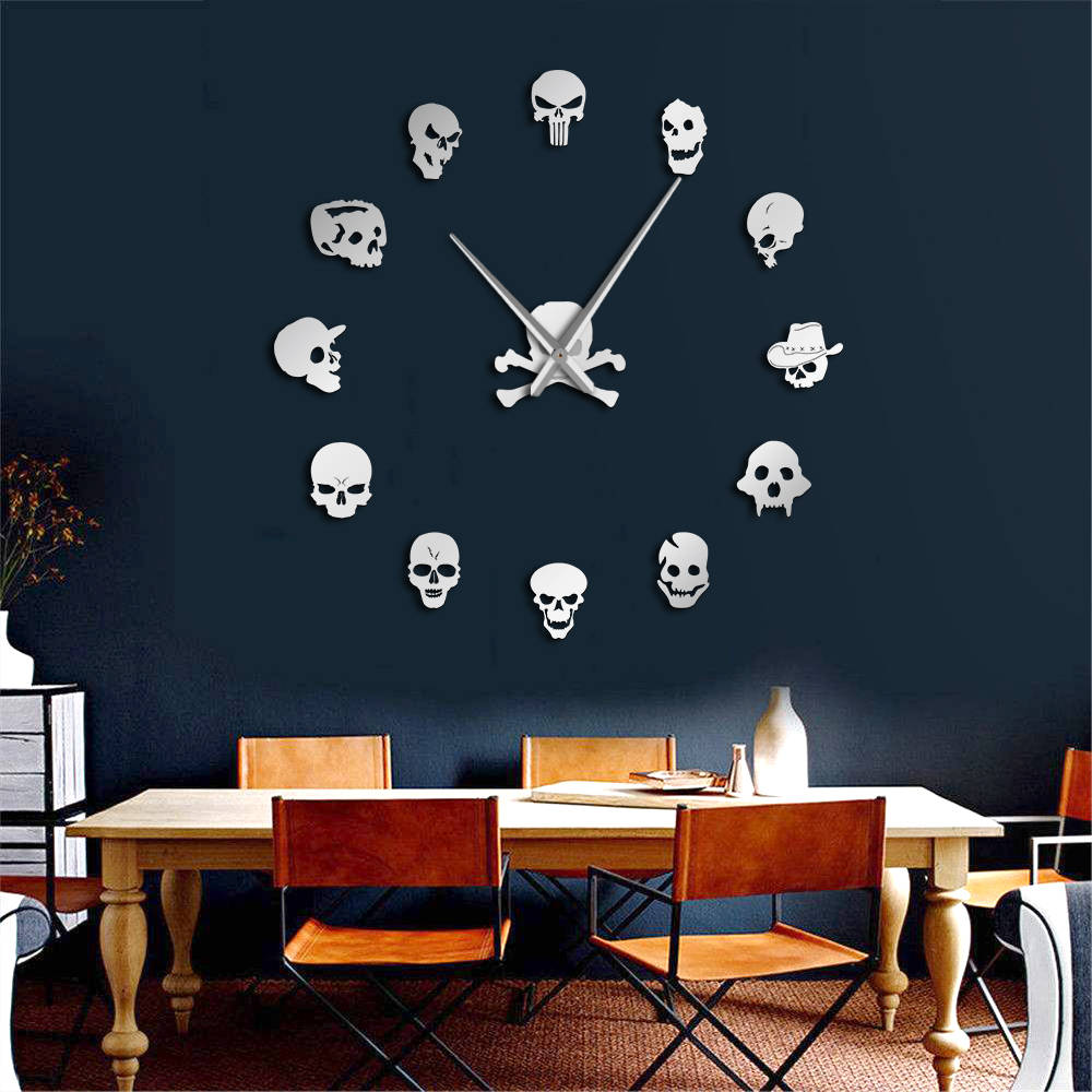 Different Skull Heads Horror Wall Art Giant Wall Clock