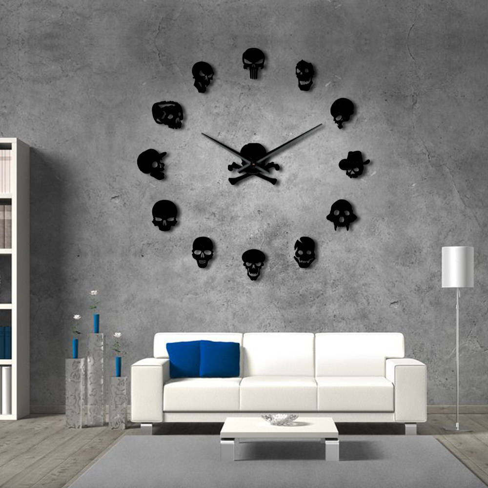 Different Skull Heads Horror Wall Art Giant Wall Clock