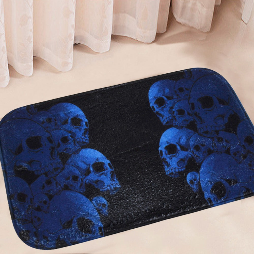 Door Floor Carpets Coral Fleece Skull Printed Pattern Floor Mat Carpet