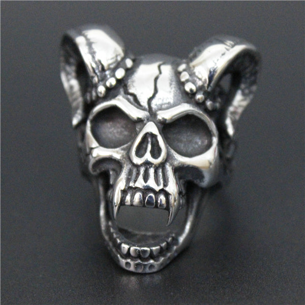 Size 7-14 Evil Damn Skull Vampire Goat Ring 316L Stainless Steel Man Boy Band Party Bull Skull Ring
