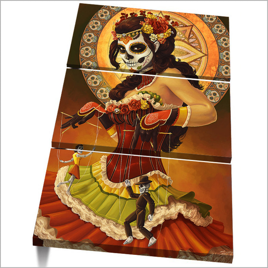 HD printed 3 piece canvas art Day of the Dead Face painting wall pictures for living room