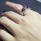 Red Zircon Black Gold Filled Cross Punk Skeleton Skull Rings Demon Women's Ring
