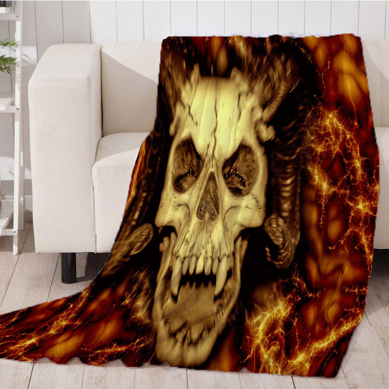 Dropship Blanket/Skull Design Fleece Travel Blanket Throw on Sofa/Comfortable Plane Rug Manta