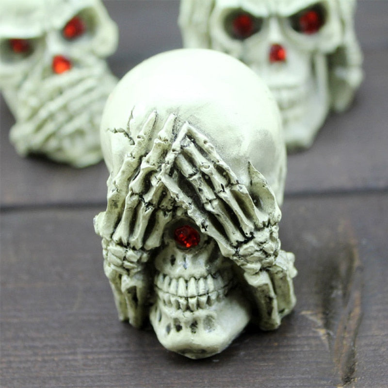 3Pcs Three No Skull Statue Sculpture Vintage Home Decoration