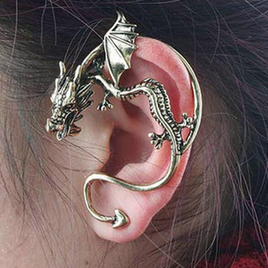 Punk Style Dragon Clip Earrings For Women Men Vintage Gold Silver Color Ear Cuff Statement Ear Jewelry Exquisite Gift