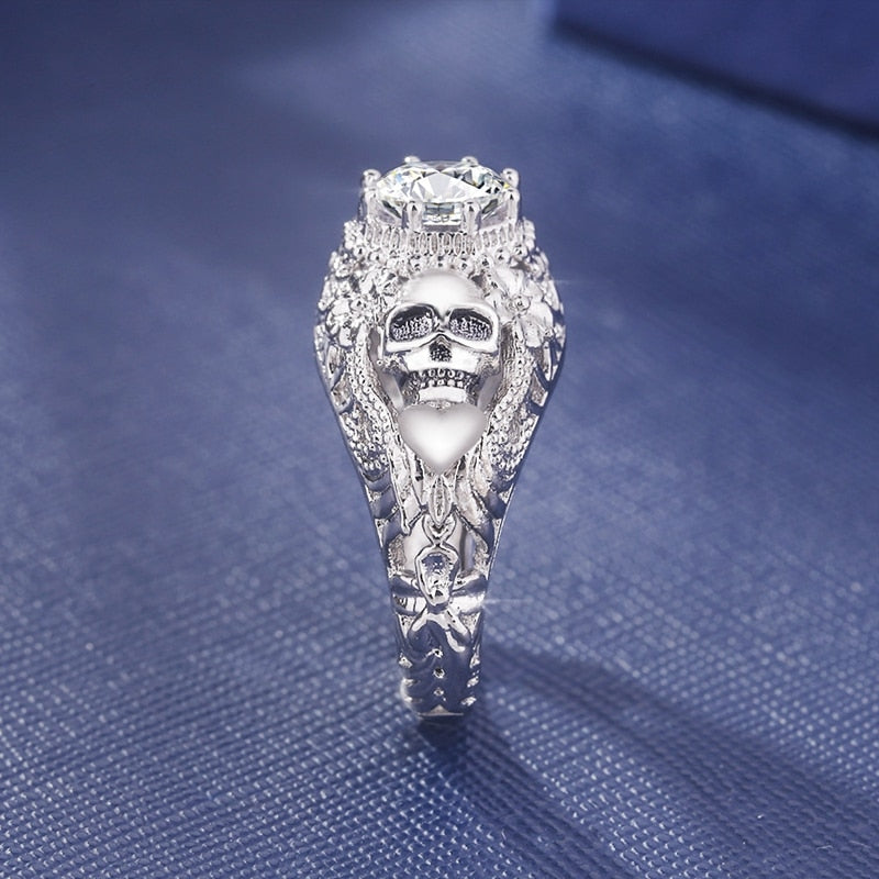 Gothic skull Style Engagement Wedding Party Classic Silver