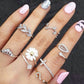 New Cute Sweet Style Crystal Rhinestone 3pcs\set Leaf Crown Cross Midi Knuckle Finger Joint Rings women