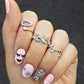 New Cute Sweet Style Crystal Rhinestone 3pcs\set Leaf Crown Cross Midi Knuckle Finger Joint Rings women