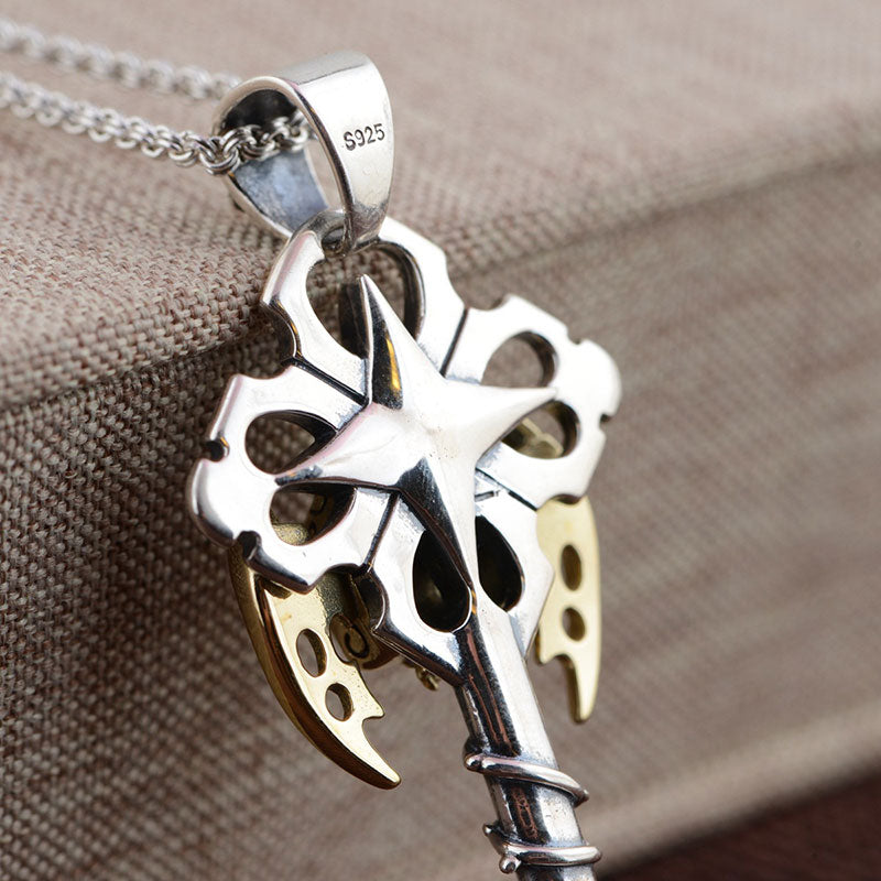 925 Silver Skull Pendant 100% Pure S925 Solid Silver Cross Pendants for Men Jewelry Making