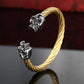 Punk Rock Stainless Steel Bracelet Men Antique Silver Gold Color Skull Bracelet Men Gothic Jewelry Open Bracelet&Bangles