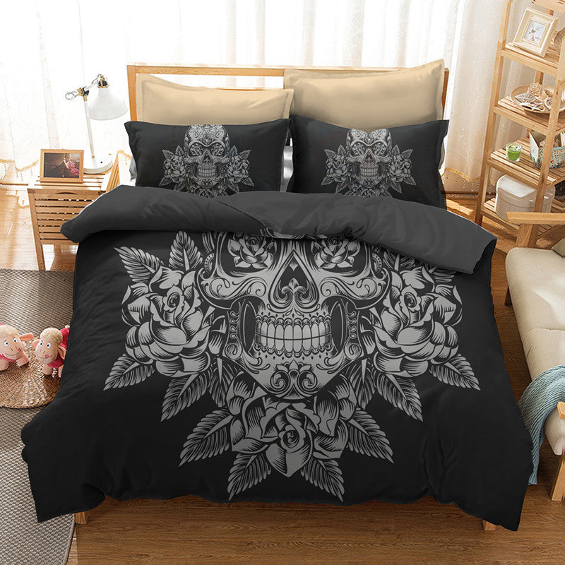3d skull Bedding Sets for queen Size Flowers sugar skull duvet cover with pillowcase king Bed Digital Printing bedline