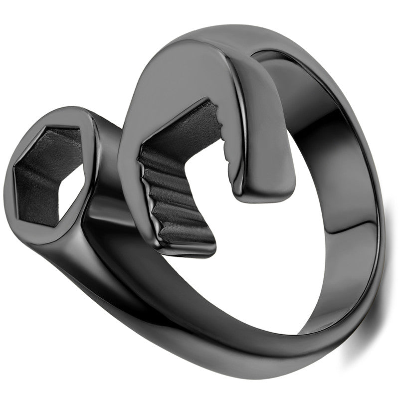 Fashion Cool Biker Mechanic Wrench Stainless Steel Mens Ring Punk Style Rings for men Size 8-13