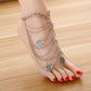 Fashion Design Coin Antique Silver Anklets For Women Summer Beach Vacation Jewelry Foot Tassel Multi Layers Chain Anklets