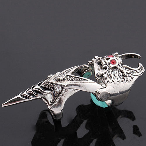 Fashion Gothic Punk Skull Joint Knight Finger Titanium Steel Ring Men Jewelry