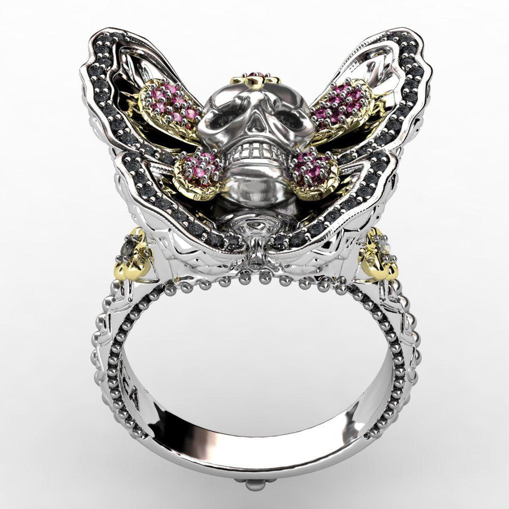 Fashion Gothic Style Butterfly Skull Ring for Men and Women Biker Jewelry