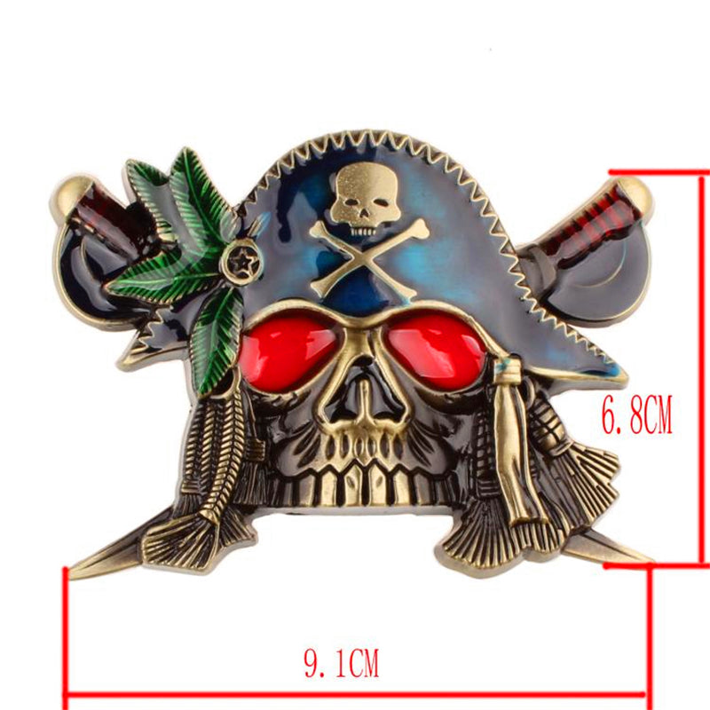 Fashion New men's leather belt metal buckle colored pirate belts punk rock exaggerated skull pirate belt hip hop girdle
