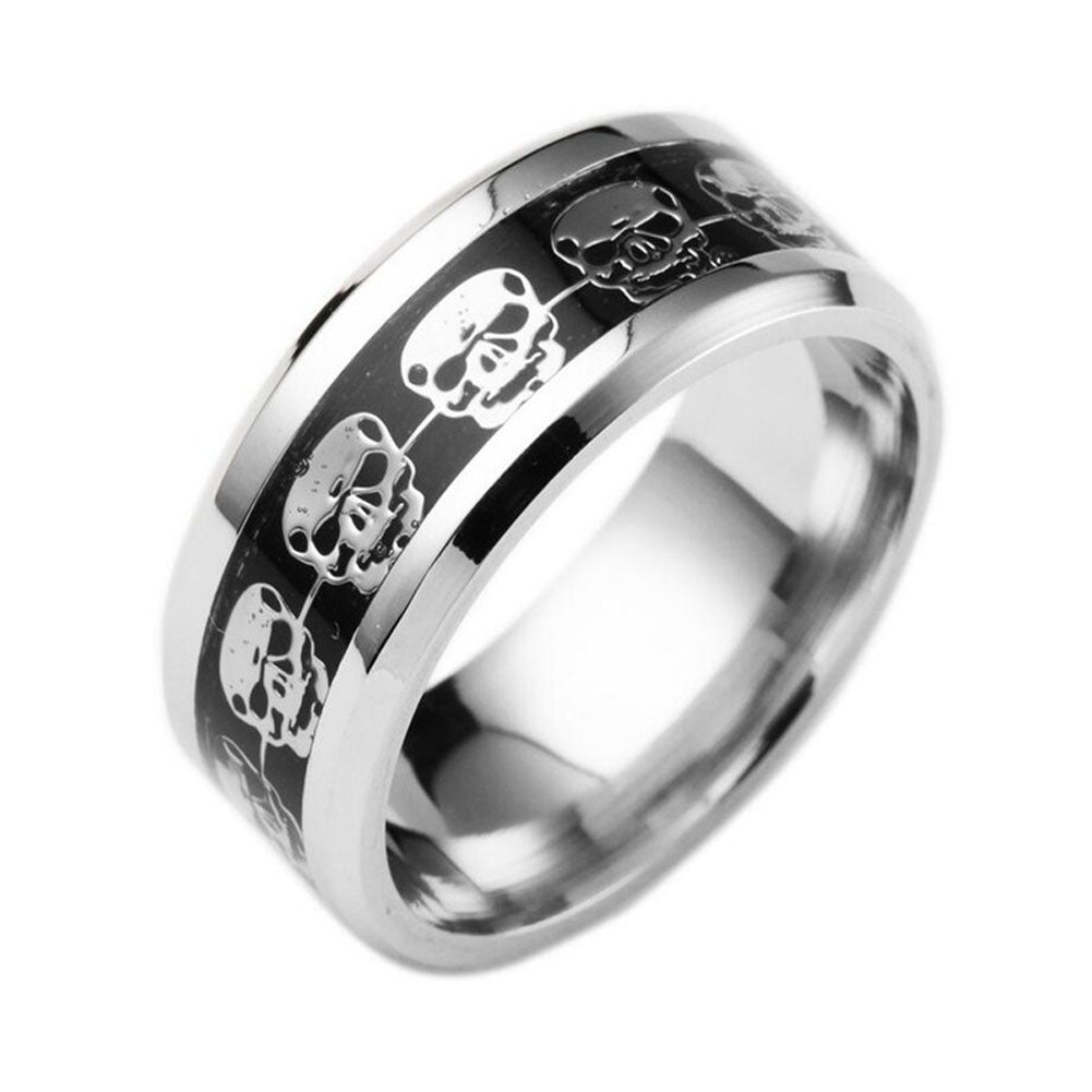 Fashion Rings for Men Gift Mens Jewelry Never Fade Stainless Steel Skull Ring Gold Filled Blue Black Skeleton Pattern Man Biker