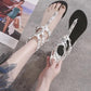 Fashion Sandals Woman Rhinestone Shoes Female Crosses Skull