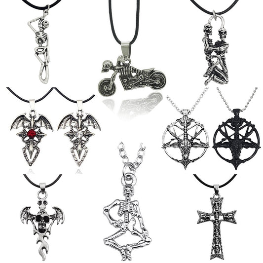Fashion Steampunk Inverted Pentagram Pan God Skull Goat Head Pendant Necklaces Satanism Satanic Occult Metal DIY Choker Necklace