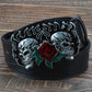 Fashion leather belt skull head skeleton man women wear big buckle skull face rose punk style heavy metal rcok belt Ghost head