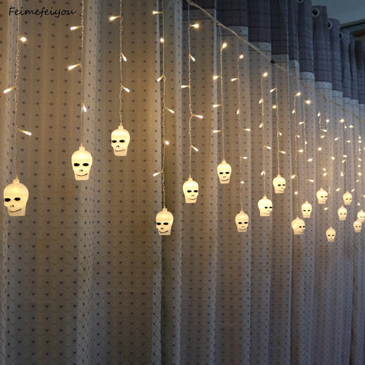5m 216 leds Skull And Crossbones Fairy Lights LED Curtain String Lights Indoor Christmas Party Decoration