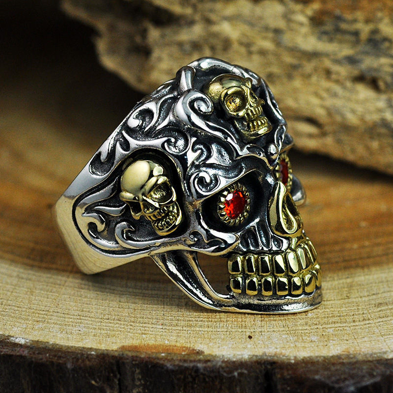 Vintage Cool Open Jewelry Skull Rings 100% Real 925 Sterling Silver Thai Rings for Men Women Fashion Charms