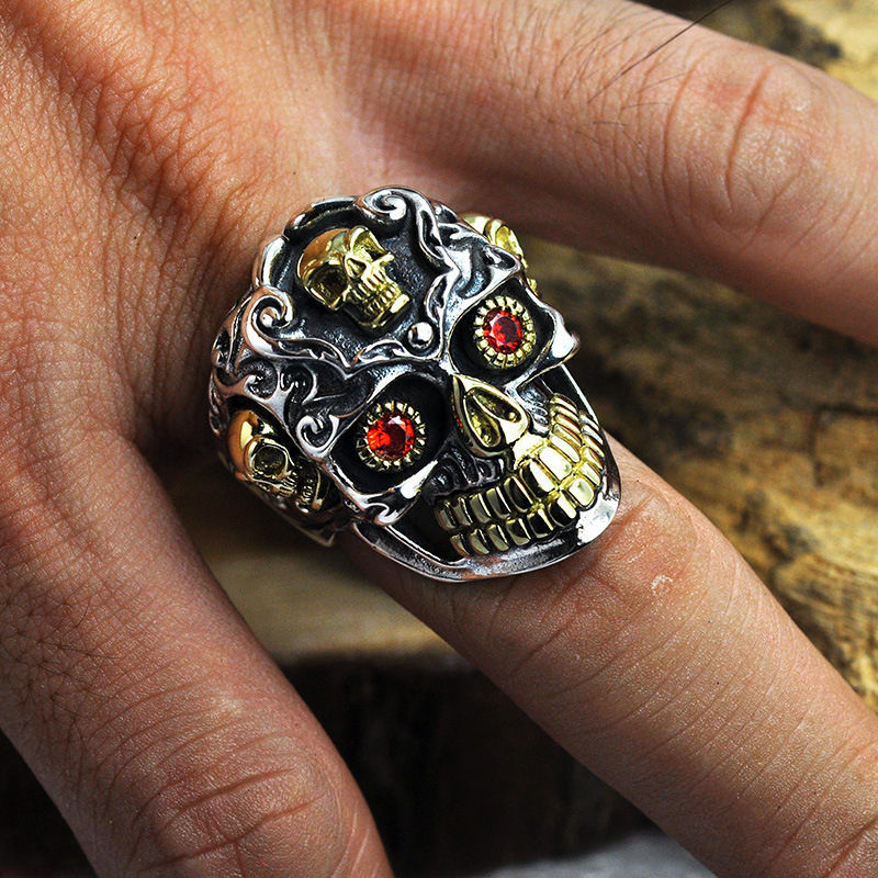 Vintage Cool Open Jewelry Skull Rings 100% Real 925 Sterling Silver Thai Rings for Men Women Fashion Charms