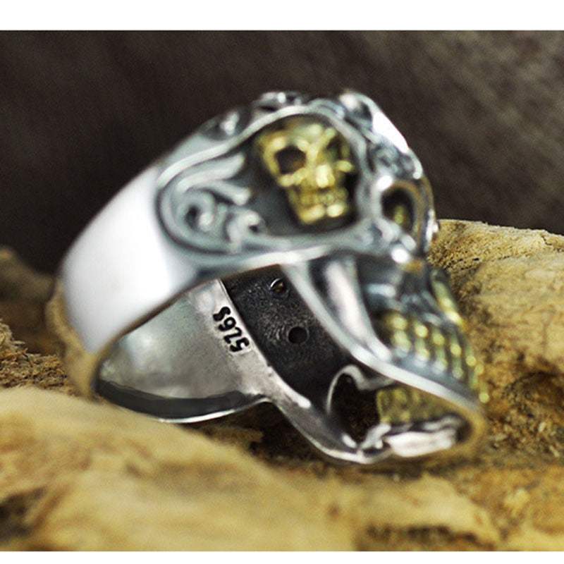 Vintage Cool Open Jewelry Skull Rings 100% Real 925 Sterling Silver Thai Rings for Men Women Fashion Charms