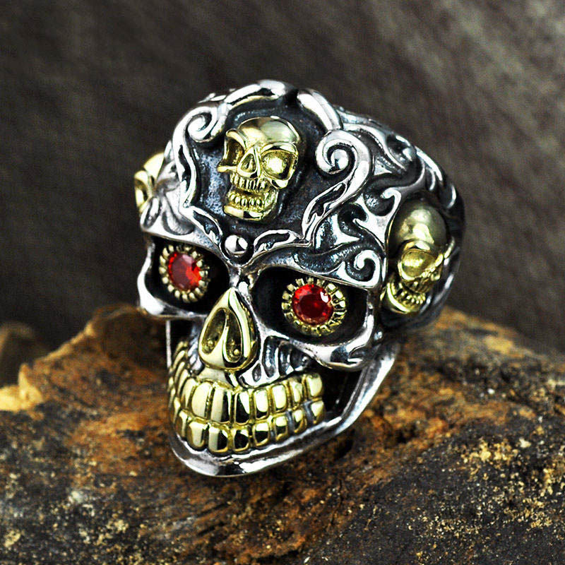 Vintage Cool Open Jewelry Skull Rings 100% Real 925 Sterling Silver Thai Rings for Men Women Fashion Charms