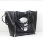 GINIANI Real Leather Female Dual Zippers Big Shopping Tote Bags Fashion Black Rock Style Skull Painting Large Handbags