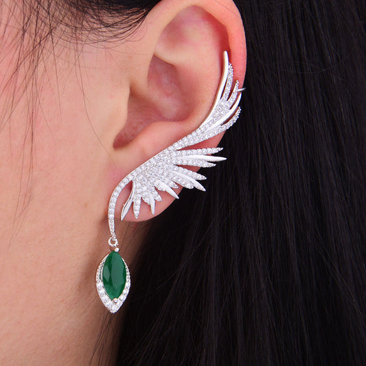 70mm Feather Fashion Popular Luxury Iregular Geometry Earring Full Cubic Zirconia Pave Earring