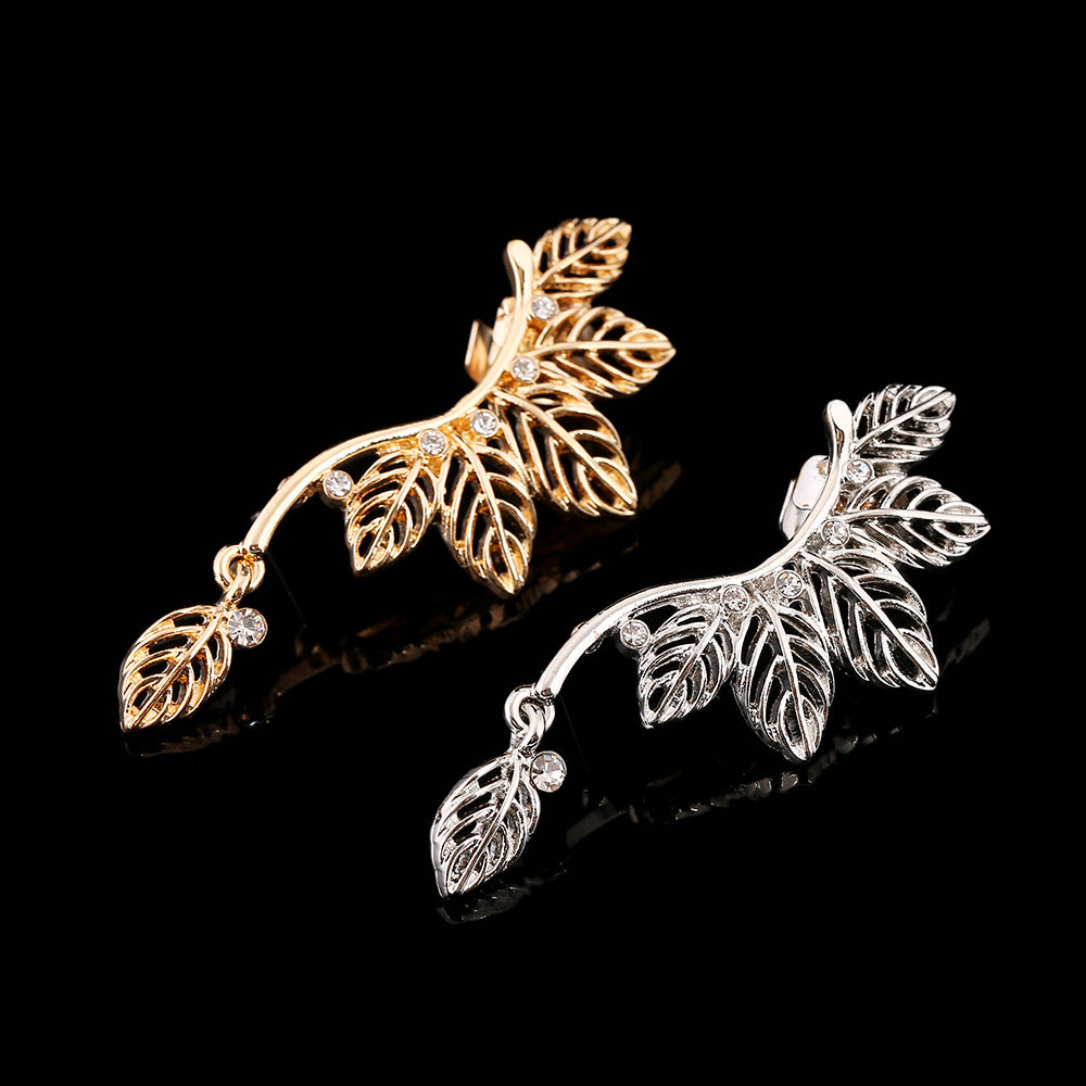 Gold Clip Earrings Leaves Design Gold Pleated Punk Style Ear Cuff For Women Men Fashion Jewelry pendientes