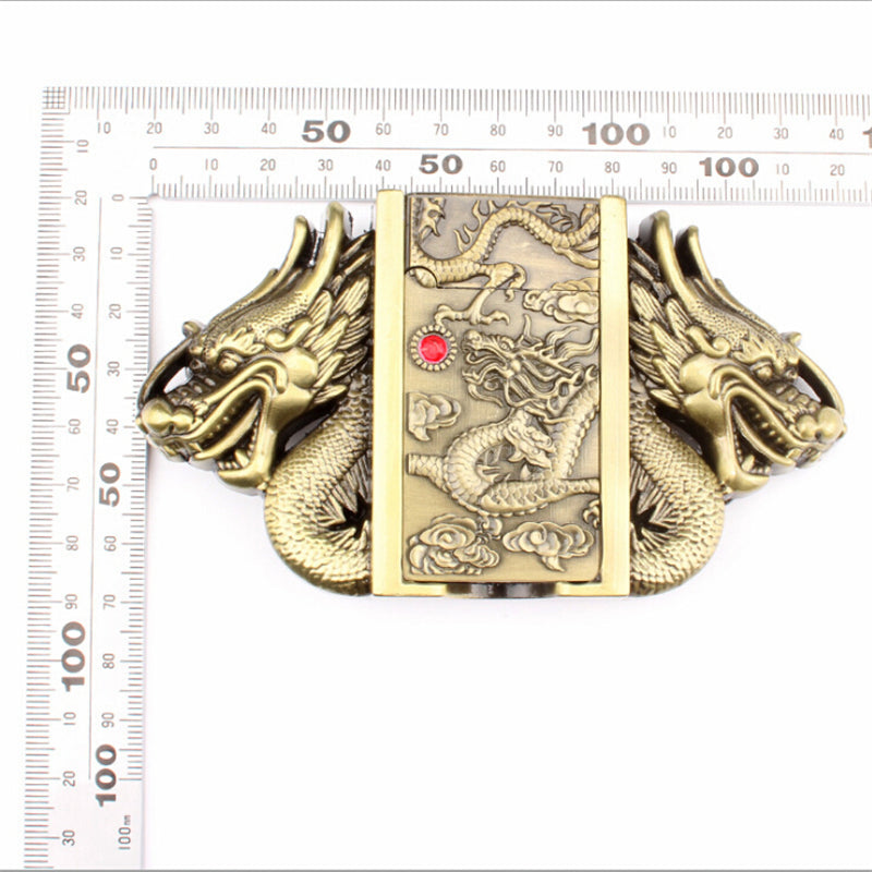 Gold dragon buckle belt lighter belt buckle head metal punk style belts parts men's lighter belt Gas lighter male