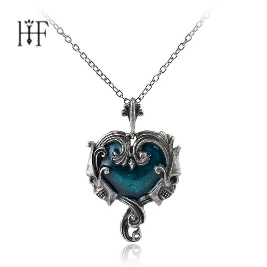 Gothic Necklace Accessories Skull Necklace Long Choker for Men's Imported Skeleton Heart Pendants Necklaces Kafatasi Punk Kolye