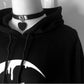 Gothic Women Hoodies Long Sleeve Japanese Moon Print Pullover Loose Hoody Black Thin Sweatshirt