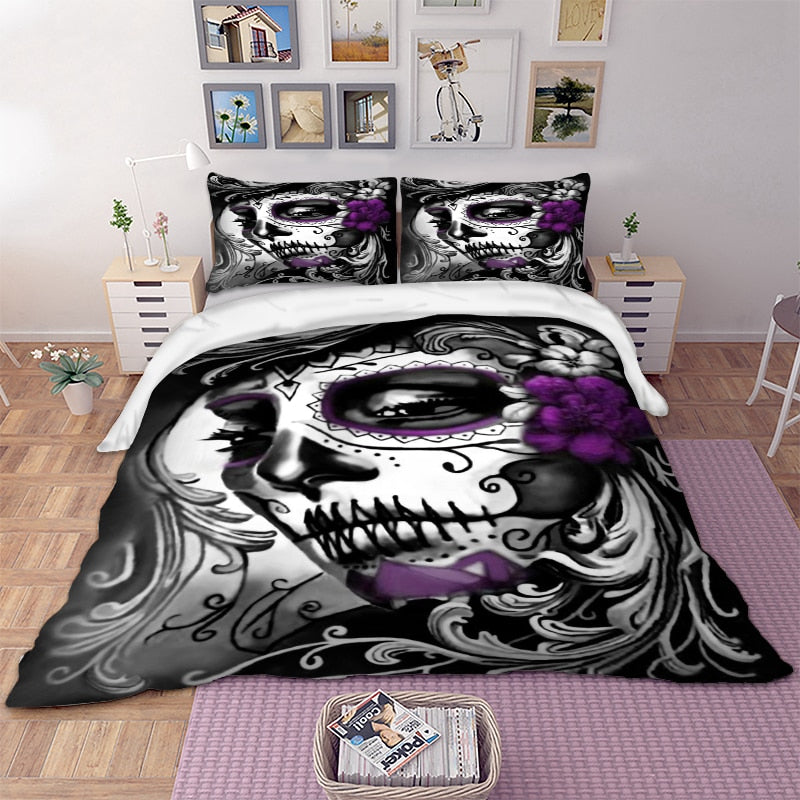 Gothic skull print Bedding Set Twin Full Queen King Super King All Sizes