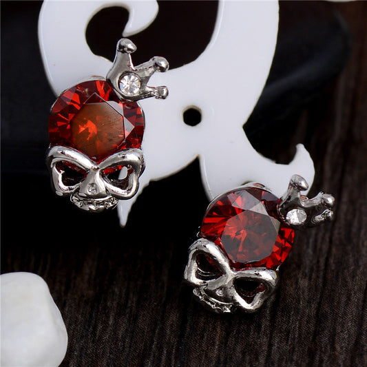 7 colors Silver color Skull with crown stud earrings cubic zirconia CZ zircon Jewelry  for women girl gift